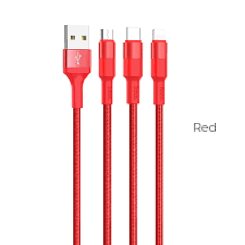 Cáp sạc 3 in1 Lightning - Micro - Type C Hoco X26 tương thích các dòng điện thoại ( Hỗ trợ sạc nhanh 2A,dài 1m )