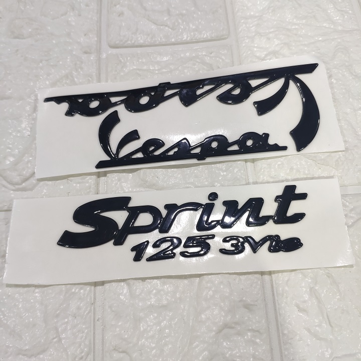 Tem chữ nổi màu ĐEN dán xe VESPA Sprint 125 3Vie với lớp phủ delcal dễ dàng sử dụng