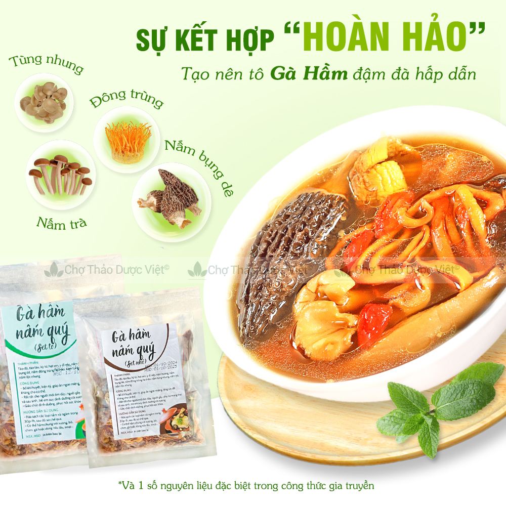 Set gà hầm nấm quý to (Súp gà nấm, lẩu nấm thơm ngon bổ dưỡng) - Chợ Thảo Dược Việt
