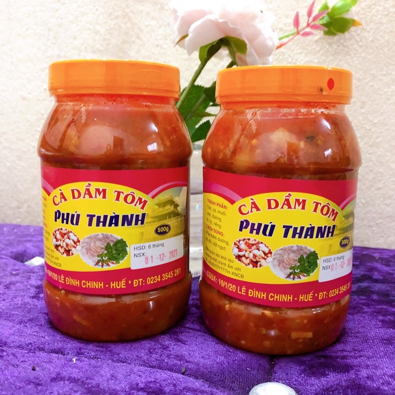2 hủ 500GR (500gr x 2) Cà dầm tôm Phú Thành - Đặc sản Huế