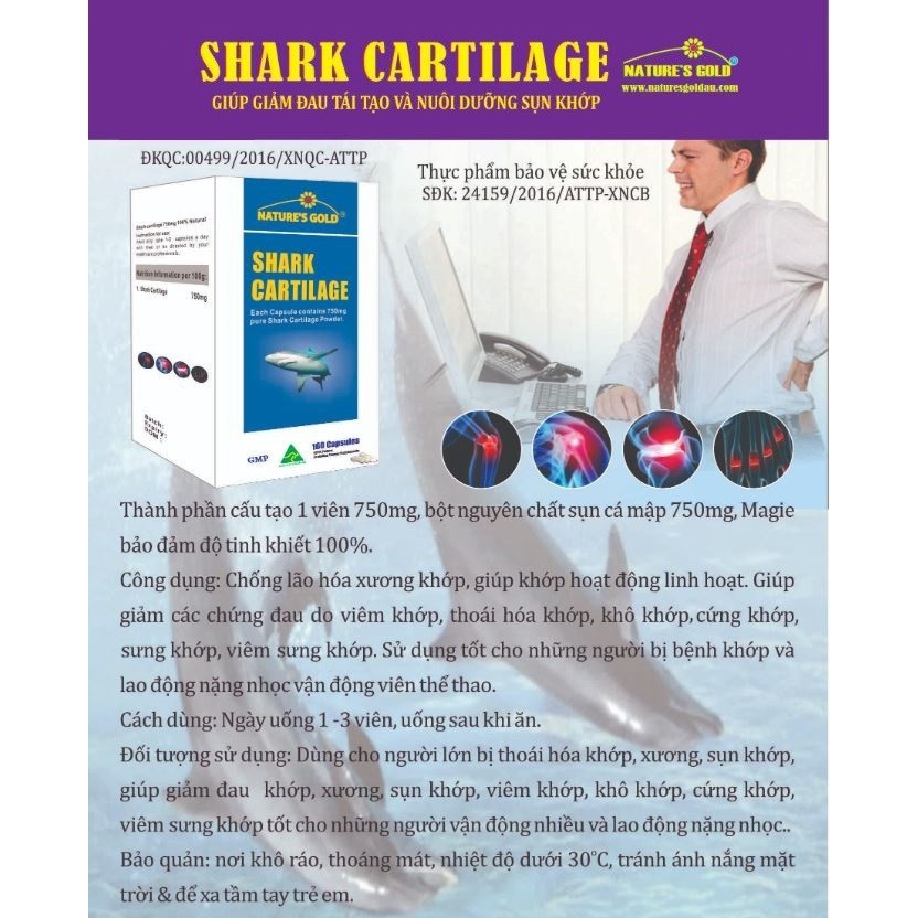 sụn cá mập shark cartilage hộp 160 viên