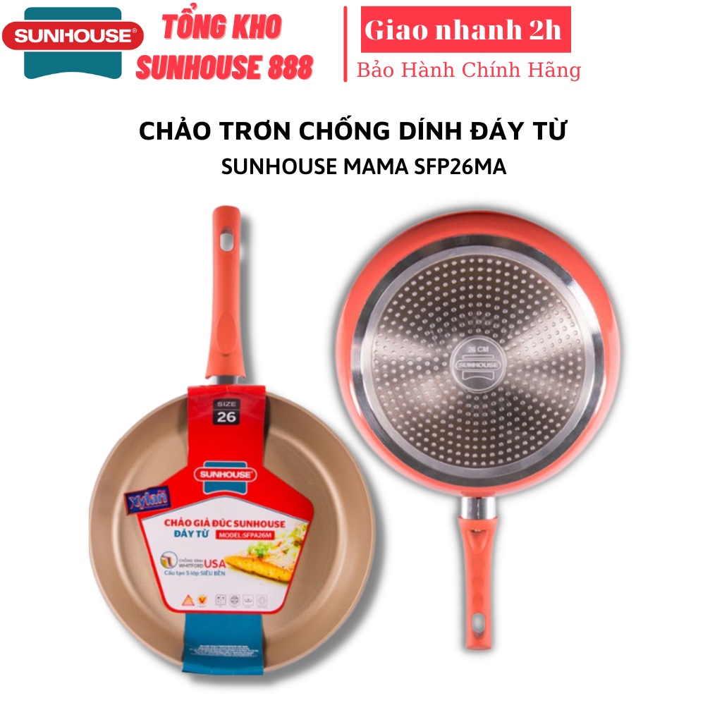 Chảo trơn chống dính đáy từ sunhouse mama sfp26ma