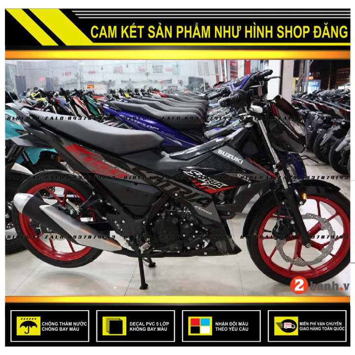 Tem rời satria fi chế mẫu 2021phối xám đỏ dán xe đen