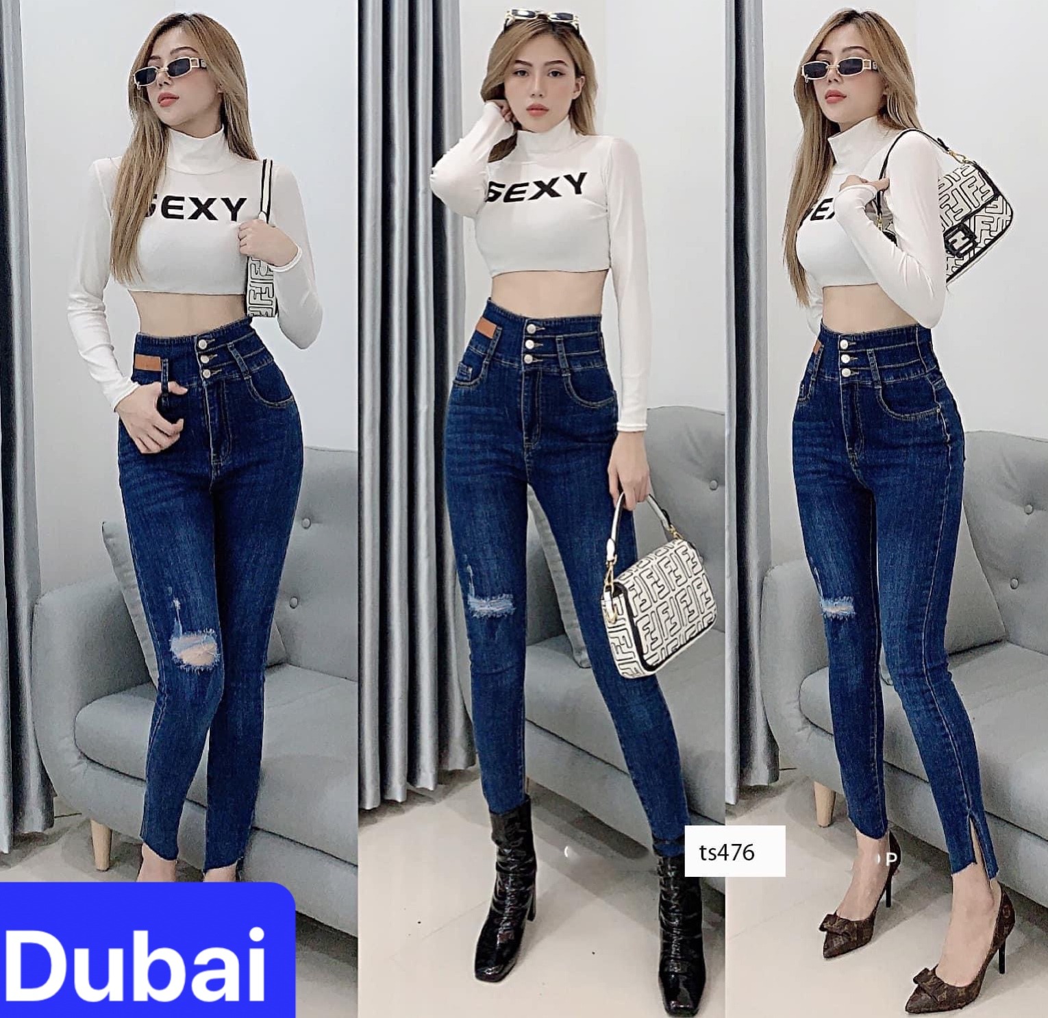QUẦN JEAN NỮ CHẤT BÒ XANH  3 CÚC LƯNG CAO NÂNG MÔNG SIÊU CO GIÃN NHẬT BẢN SUKARU SIÊU HOT TREND 2022 - DUBAI FASHION