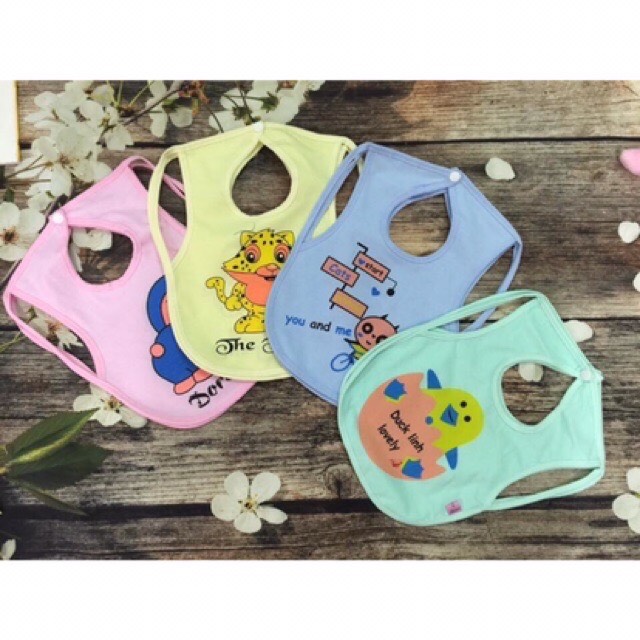 Yếm áo ăn dặm cho bé 2 lớp ( Cotton / chống thấm ) Nhiều màu