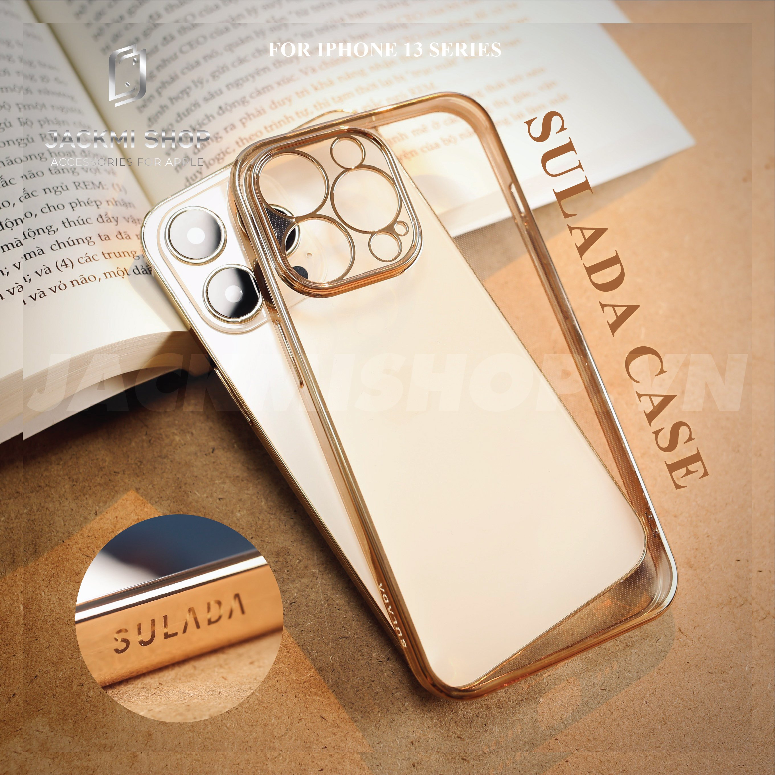 Ốp lưng sulada trong suốt viền màu bảo vệ camera cho iphone 13/13pro/13promax