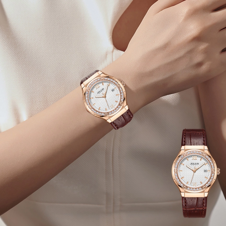 Đồng hồ nữ Julius Hàn Quốc JA-1395 dây da