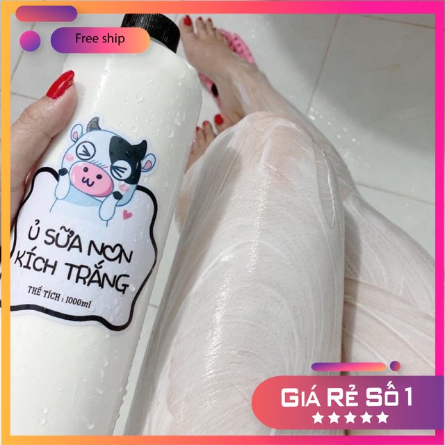 Ủ trắng sữa bò non kíchtrắng 1000ml đậm đặc, trắng sáng mịn màng da , chống lão hóa