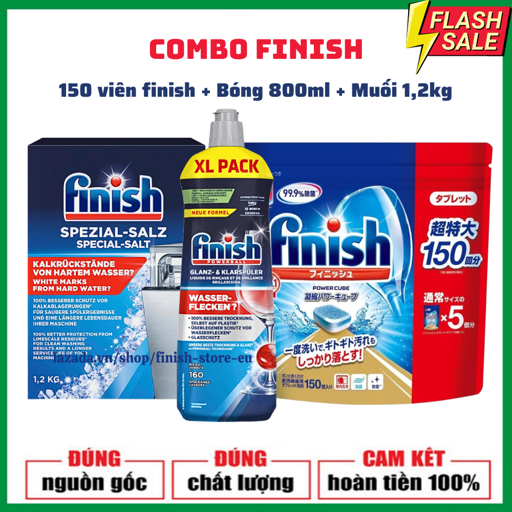 Viên rửa bát Finish All in one classic quantum muối bóng bột vệ sinh finish đủ loại chuyên dùng cho máy rửa bát máy rửa chén