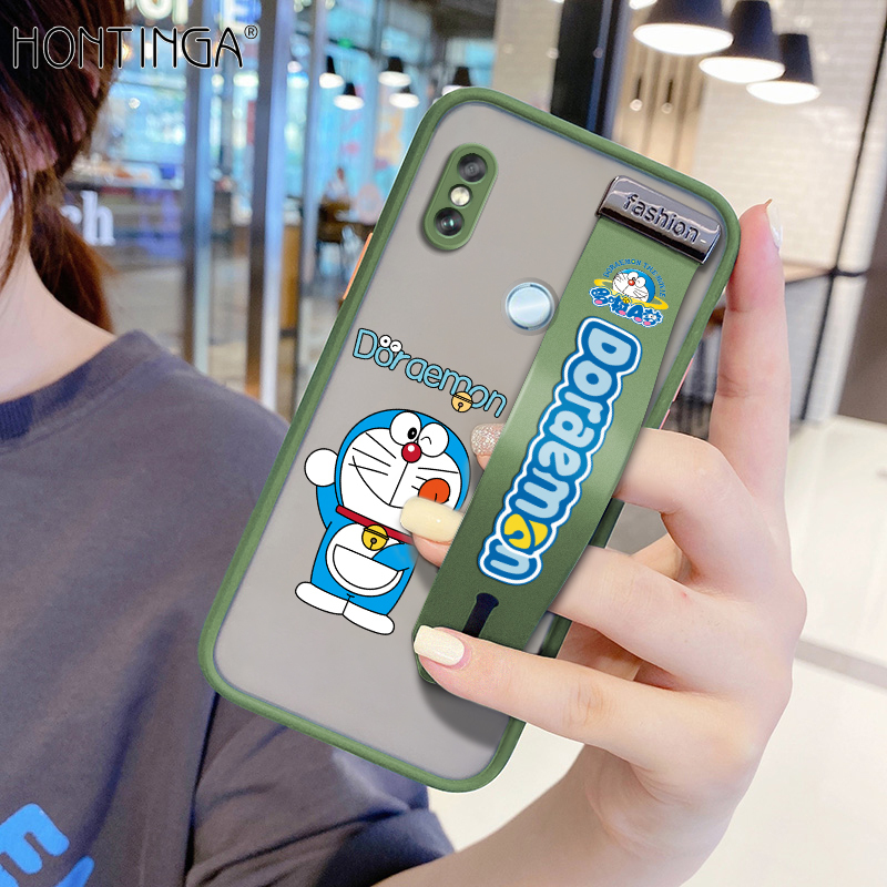 (With Wristband) Hontinga Casing Case For Xiaomi Redmi Note5 Note 5 Pro Case Shockproof Cartoon Doraemon Phone Case Soft Edge Full Lens Protection Camera Protector Back Cover Casing Hard Case For Boys For Grils