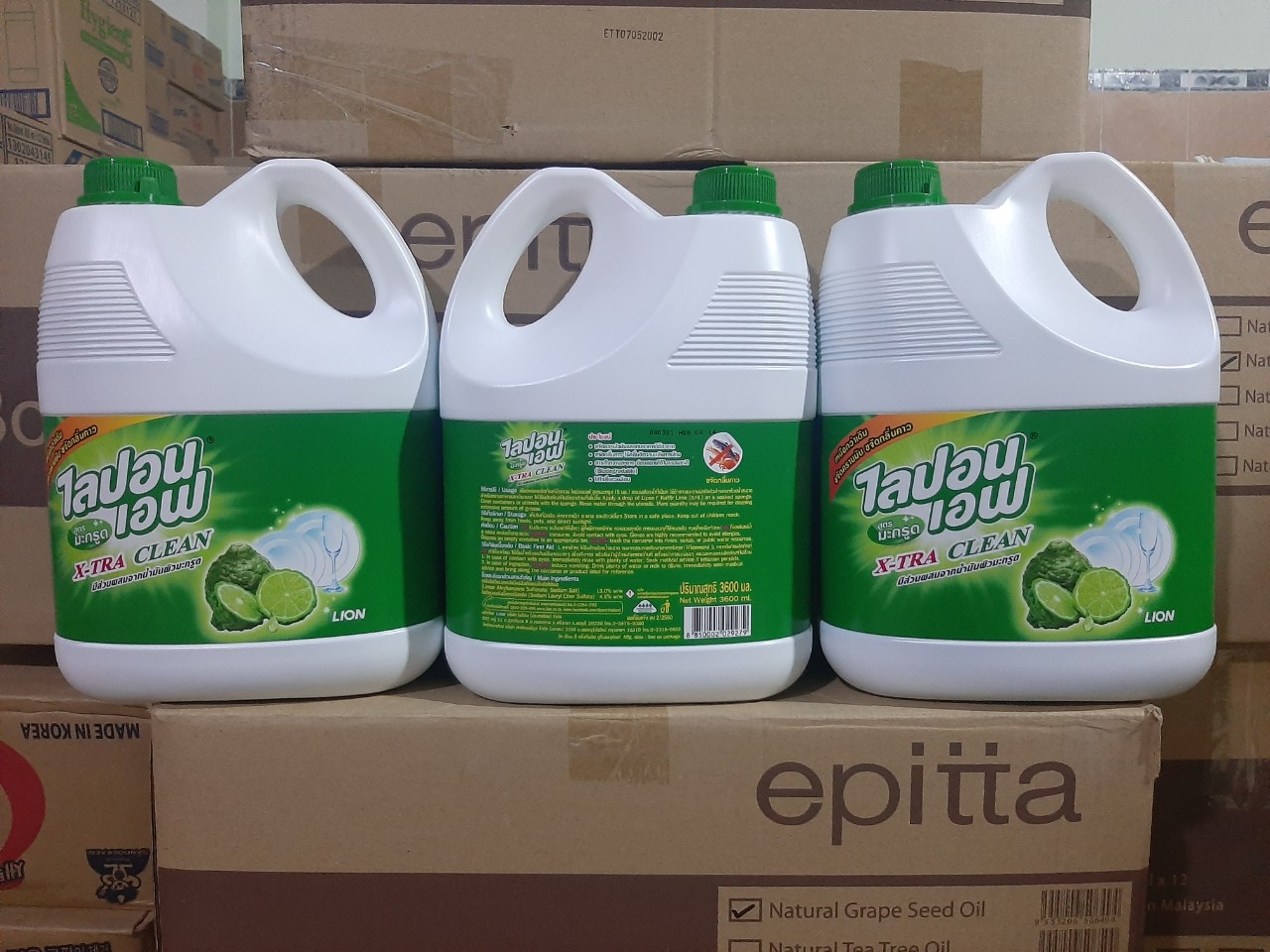[HCM](KTT) Nước rửa chén hương chanh LIPONF can 3.6 lít- Hàng Thái lan