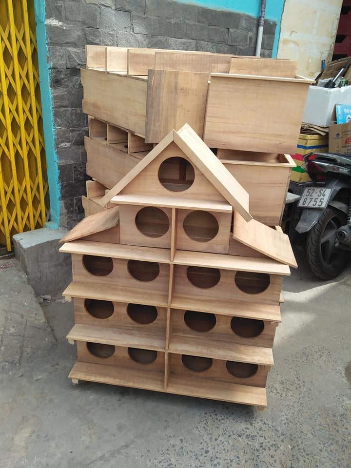 Chuồng bồ câu gỗ 15 lỗ trồng gỗ cây vườn nuôi 8 đôi chim bồ câu thả