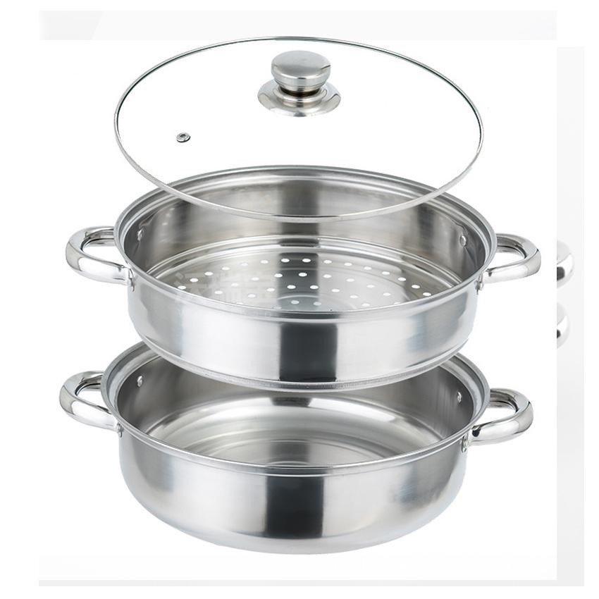 Nồi Hấp 2 Tầng Inox Size 28cm Hấp Đa Năng Tiện Lợi