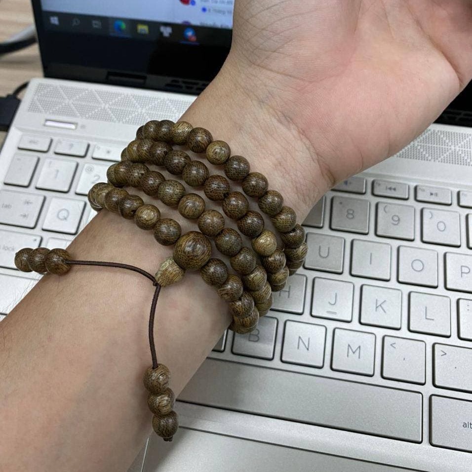[HCM]Vòng Tay Trầm Hương (Tặng Túi) Chuỗi Tràng Hạt 108 7mmTrầm Tốc Việt - Mang Lại May Mắn & Tài Lộc (Tặng Lá Bồ Đề + Túi Đựng Vòng)