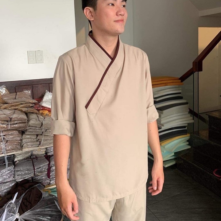 Trang phục truyền thống, Bộ quần áo mặc nhà, Quần Áo nữ Phật Tử Đi Chùa, Đồ lam đi chùa nam mã KAN07