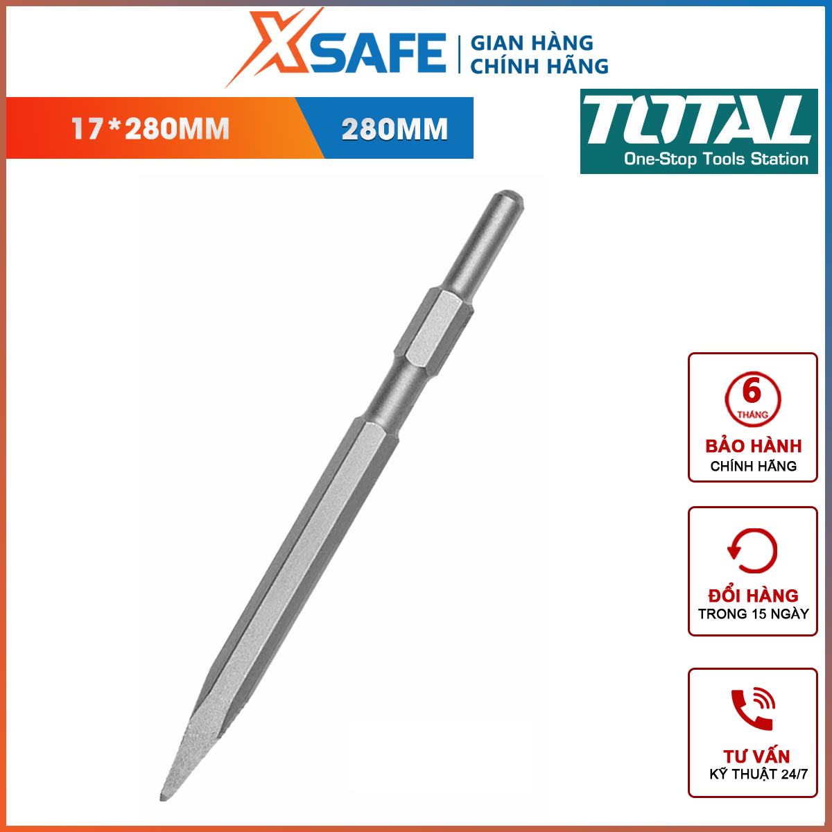 Chisel tip pointed tail hexagonal total TAC153171 | chisel tip pointed size 17x280mm, pointed, độ durable, heat-resistant