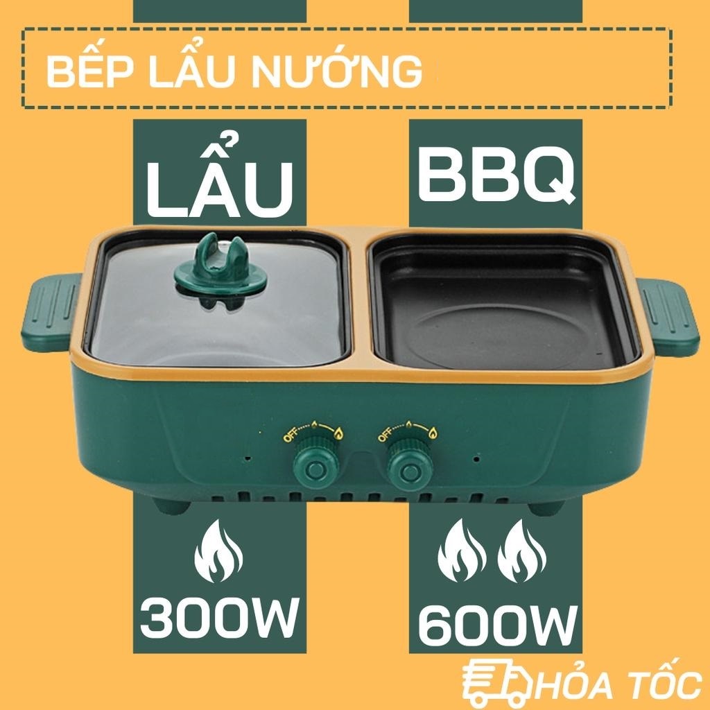 Nồi mini đa năng Nồi Lẩu Nướng Đa Năng Mini 2in1 Cắm Điện Nhỏ Xinh Tiện Lợi Màu Hồng Cute