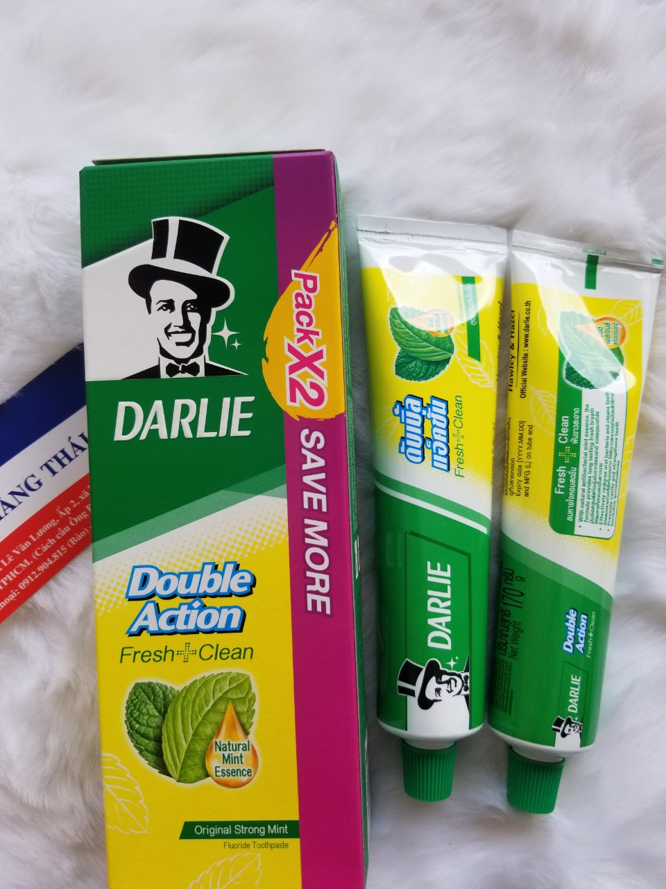 [HCM]Kem đánh răng Darlie Thái Lan - Hộp 2 tuýp hương bạc hà ( ông già Thái)