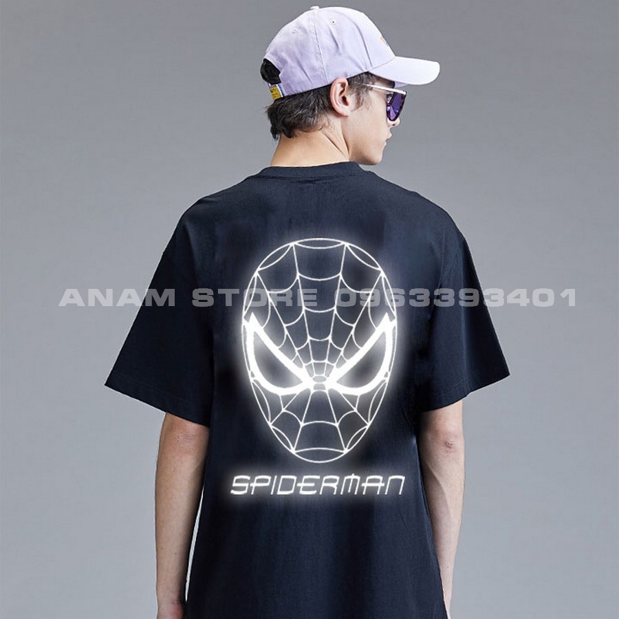 Áo thun phản quang tay lỡ Nam Nữ Spiderman