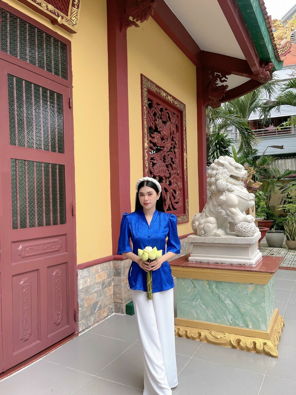 ÁO BÀ BA GẤM CỔ TIM TAY PHỒNG