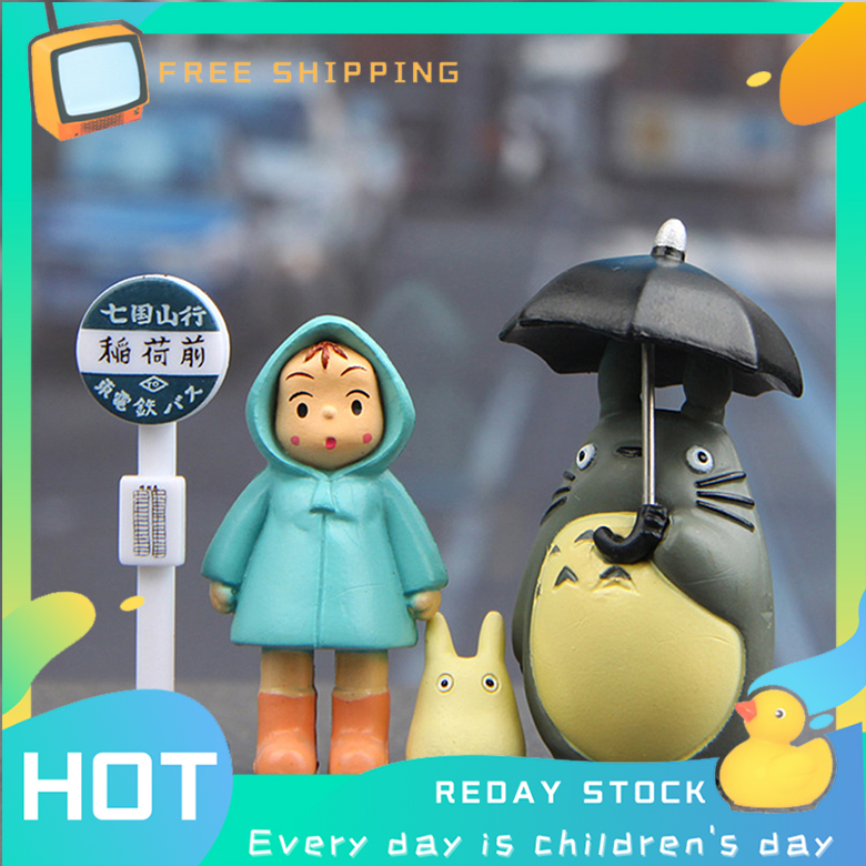 【Reday Stock】4pcs/lot 3-5cm Anime My Neighbor Totoro Action Figure Toy Hayao Miyazaki  Gift