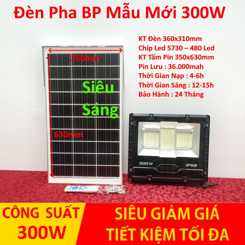 [ 300w Siêu Sáng ] đèn pha năng lượng mặt trời, đèn led năng lượng 300w mẫu mới , siêu sáng có hiển thị báo pin ip68 có bán rời đèn , tấm pin