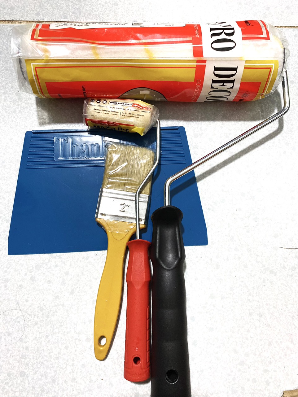 Combo phụ kiện thi công sơn Thanh Bình(Cọ Lăn+Cọ Lăn Chỉ+ Cọ Sơn+Miếng trét)