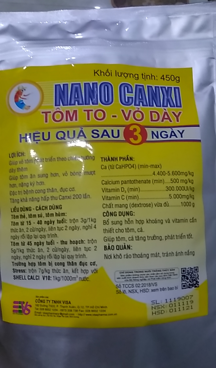Nano canxi  cho tôm cá