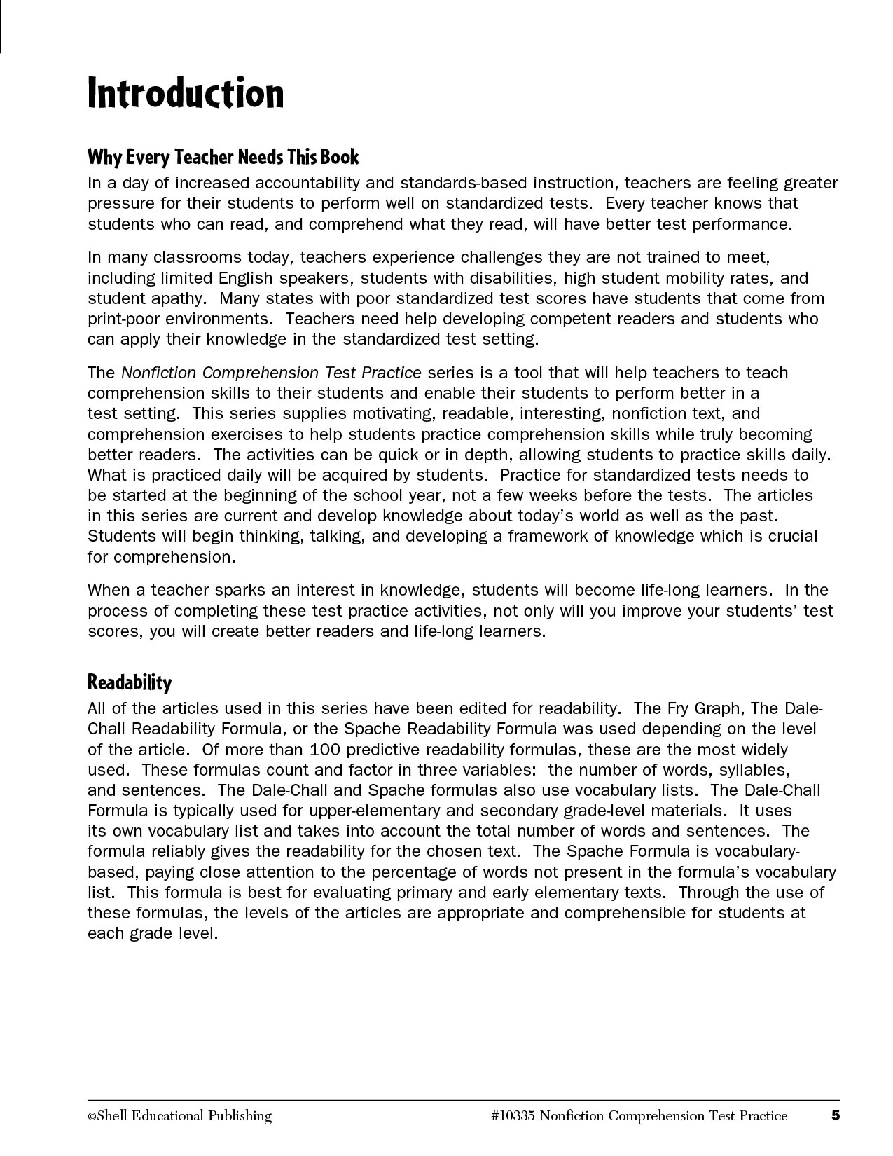 Nonfiction Comprehension Test Practice Level 5 (sách đen trắng) Sách tiếng anh