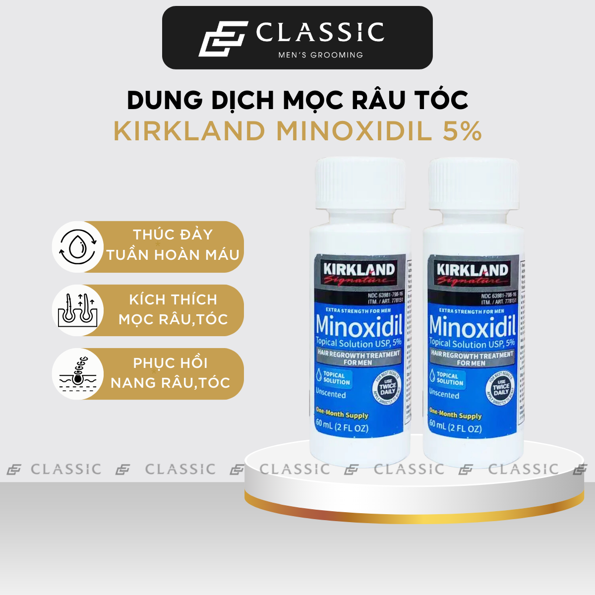 Dung dịch mọc Râu Tóc Kirkland Minoxidil 5%