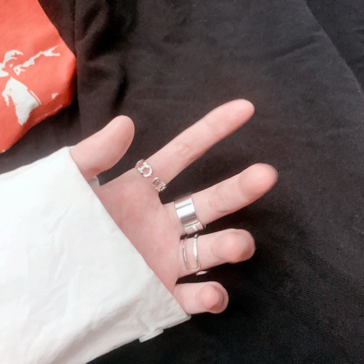 Set 3 Nhẫn Đeo Ngón Tay Phong Cách Hàn Quốc Cá Tính