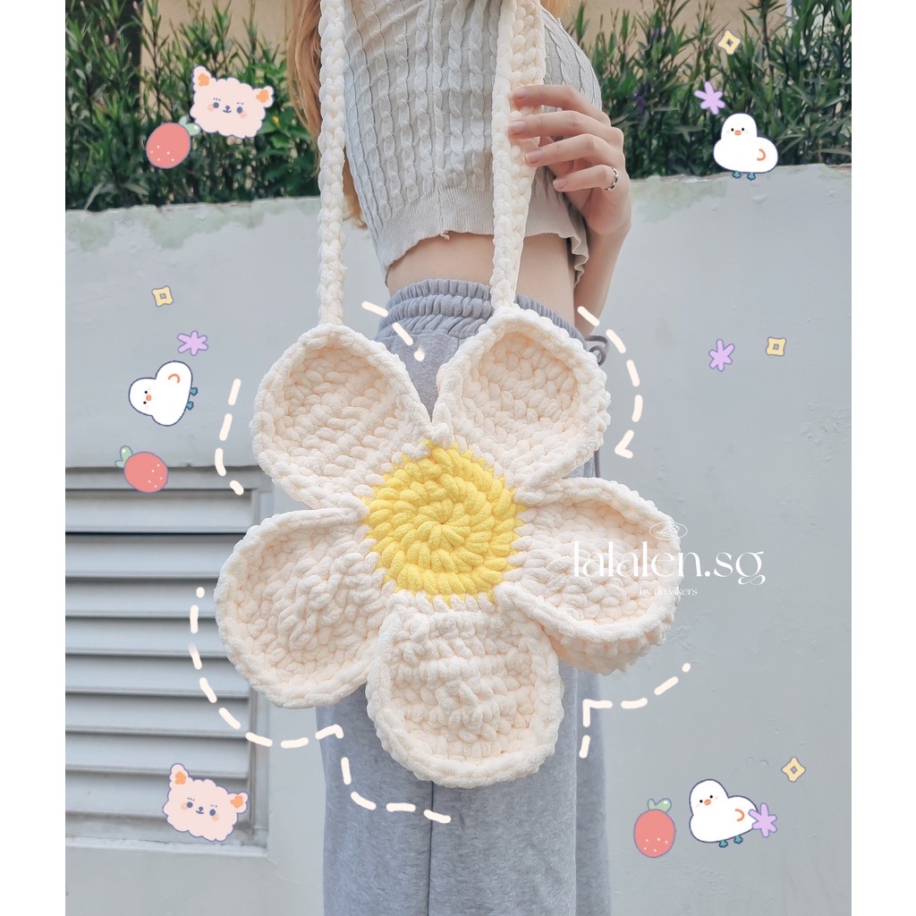 Túi len hoa cúc handmade - flower blooming bag - hàng có sẵn