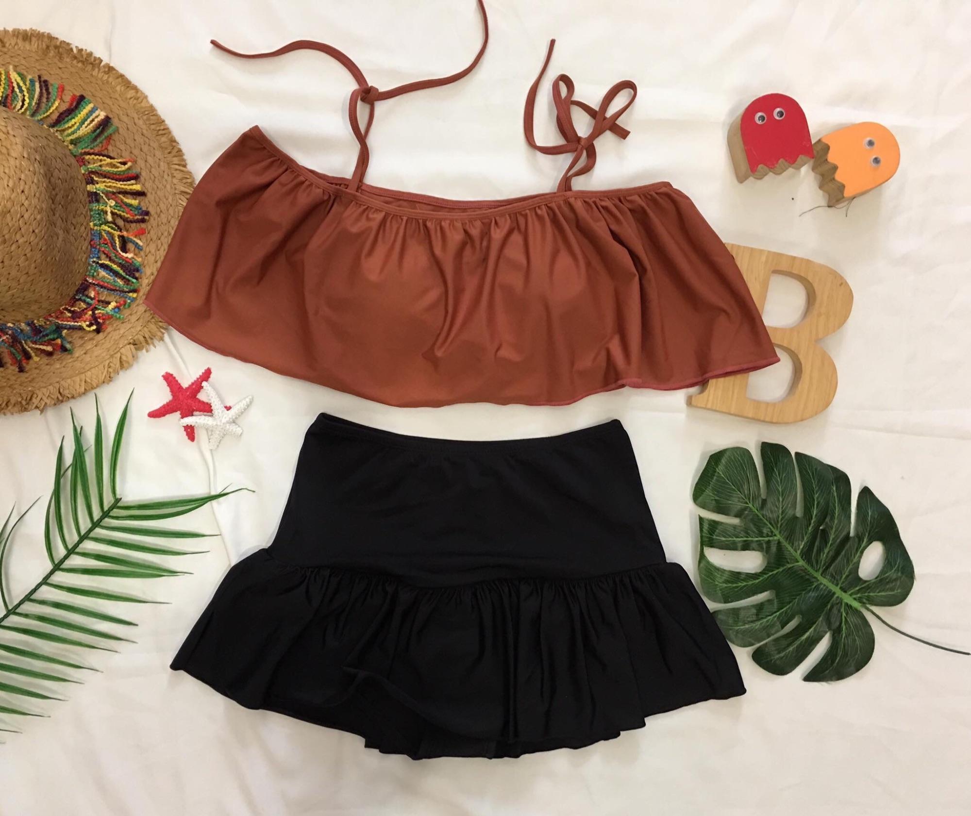 Bikini bèo lêch vai quần cap cao