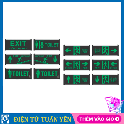 Đèn exit thoát hiểm 2 mặt sáng khẩn cấp khi có sự cố mất điện đột ngột (nhiều mẫu)