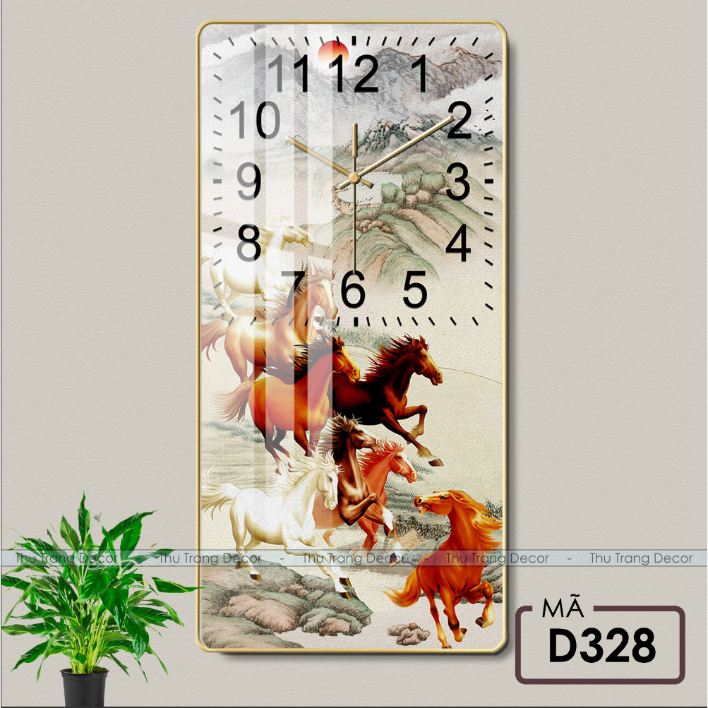 Đồng hồ tráng gương "mã đáo thành công" thu trang decor