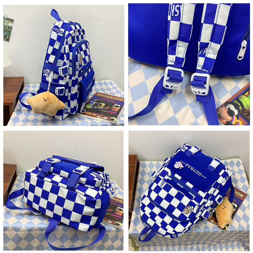 Balo ulzzang kẻ caro đi học học sinh sinh viên Hàn Quốc cao cấp chống nước Lemone BL292