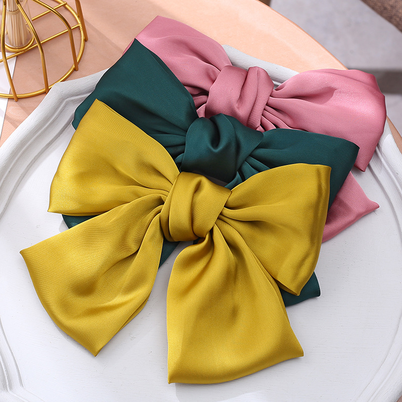 Kẹp Tóc Đính Nơ Chất Lụa Satin Mềm Nhiều Màu - Mã KT001