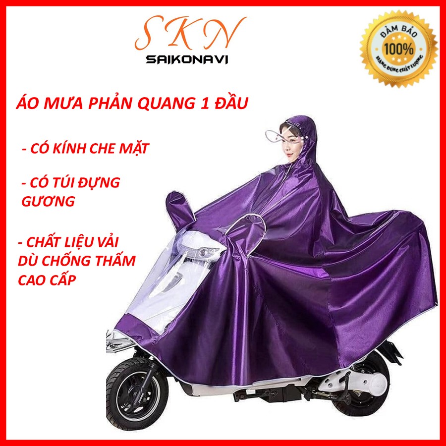 Áo Mưa Phản Quang 1 Đầu Có Kính Che Mặt Siêu Bền, Áo Mưa Phản Quang Cánh Dơi Siêu Dai Chống Rách Chống Thấm Nước