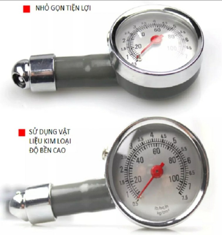 [XÃ HÀNG] Đồng hồ đo áp suất lốp xe máy , ô tô, xe hơi chất liệu inox cao cấp, độ chính xác cao