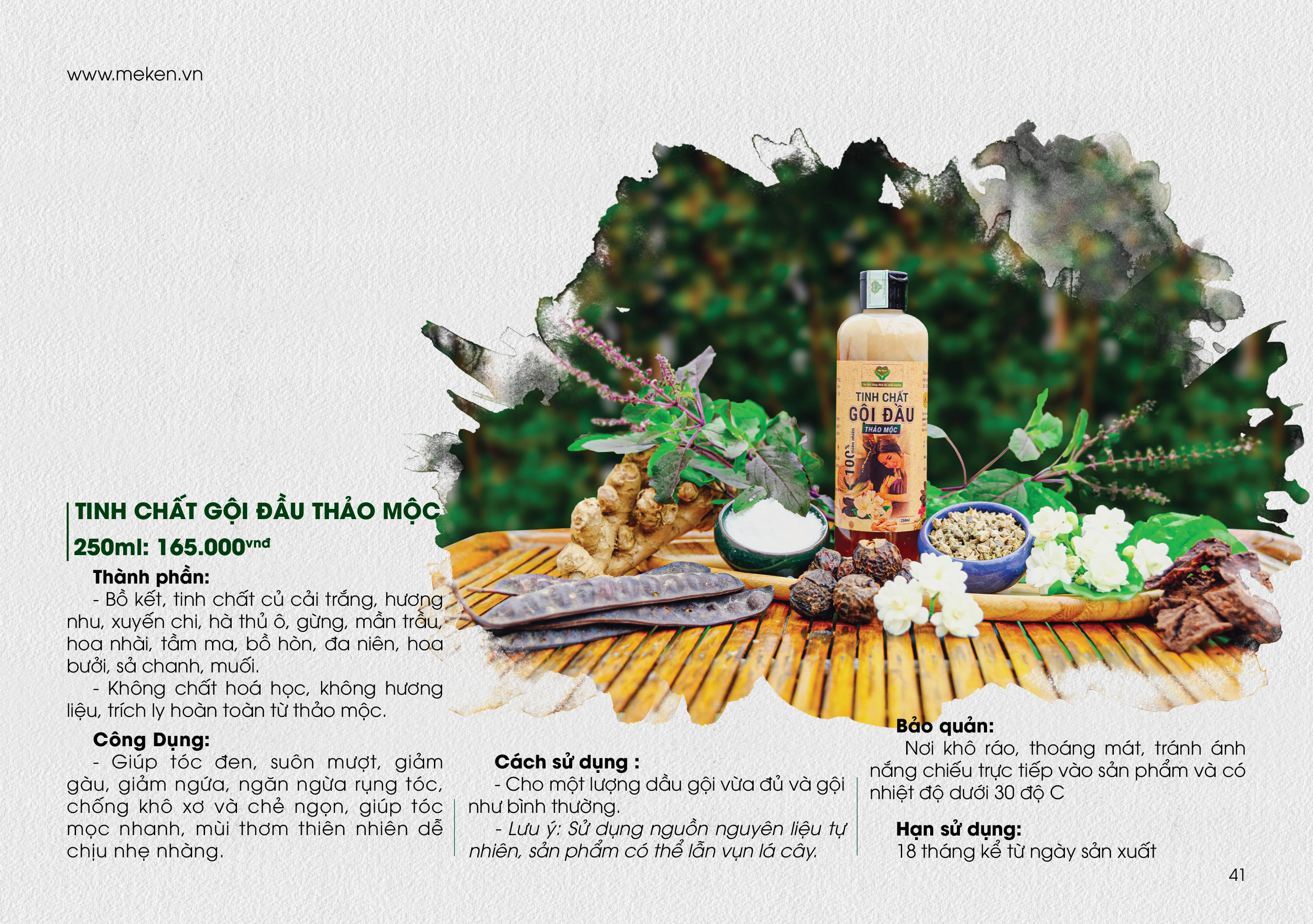 DẦU GỘI ĐẦU THẢO MỘC MẸ KEN (dành cho tóc khô, giảm gàu, giảm rụng, kích mọc tóc)