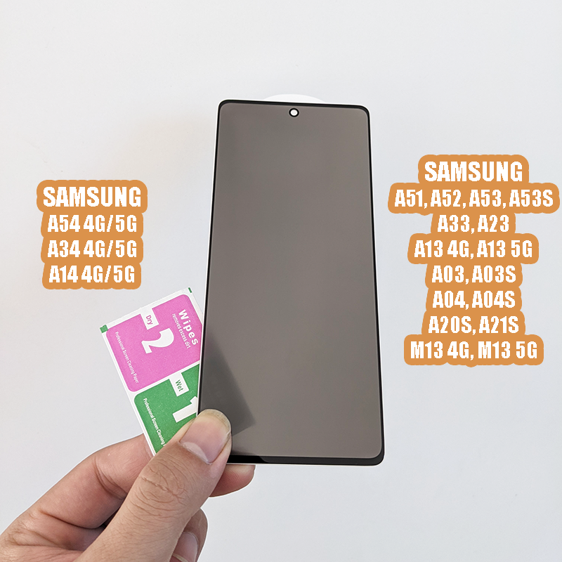 Kính cường lực chống nhìn trộm Galaxy A54, A34, A14, A51, A52, A53, A53s, A33, A32, M30s, A23, A13, A03S, A04S, M13, A20s