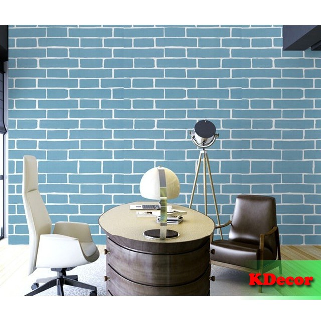 10m Giấy dán tường Gạch xanh có sẵn keo khổ 45cm