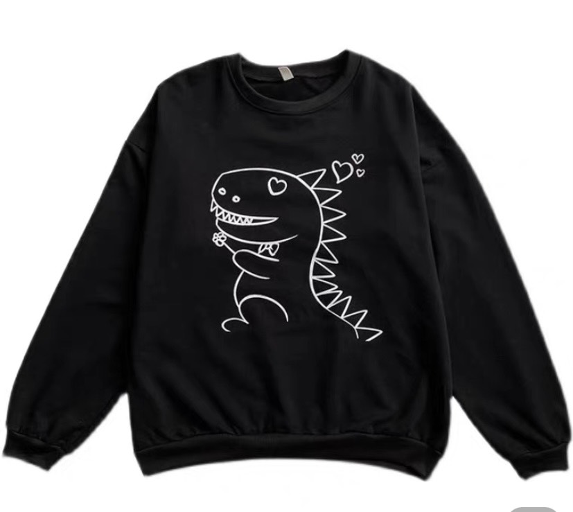 Áo Sweater Nam Nữ Tay Phồng In Khủng Long