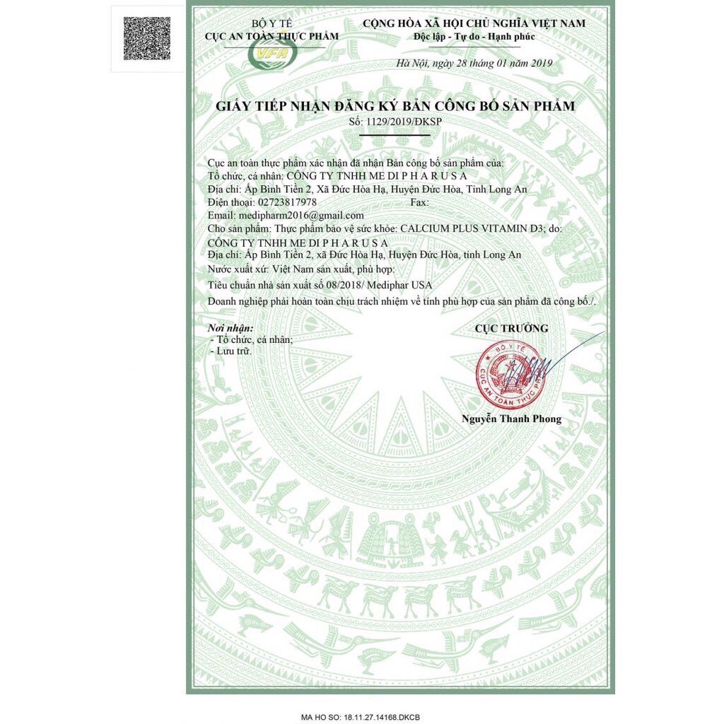 VIÊN UỐNG CALCIUM PLUS VITAMIN D3 MDP( Lọ 100 viên )