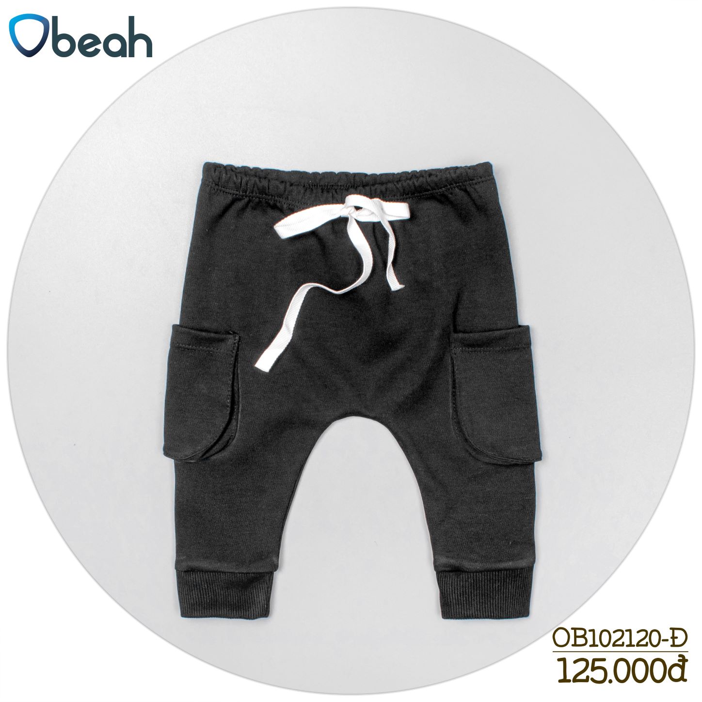 Quần jogger Obeah túi hộp hai màu đen ghi Fullsize 59 đến 90 cho bé trai