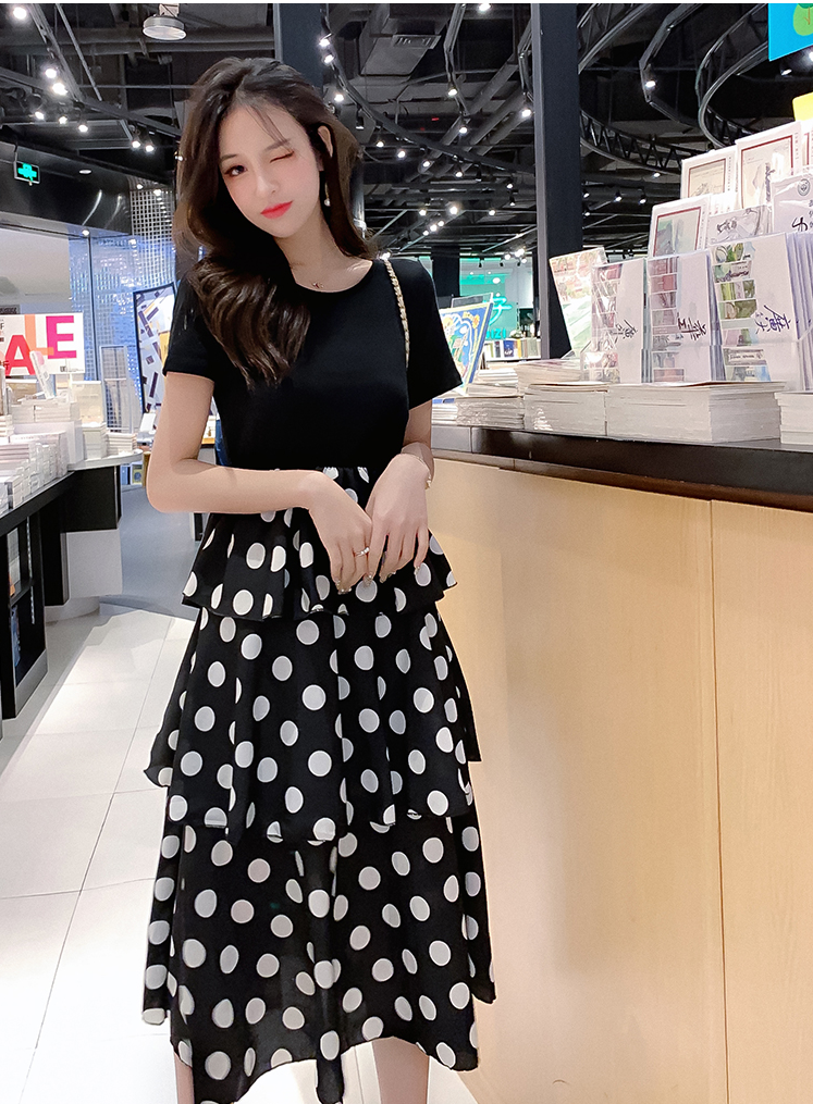 Đầm voan xếp tầng liền áo D17