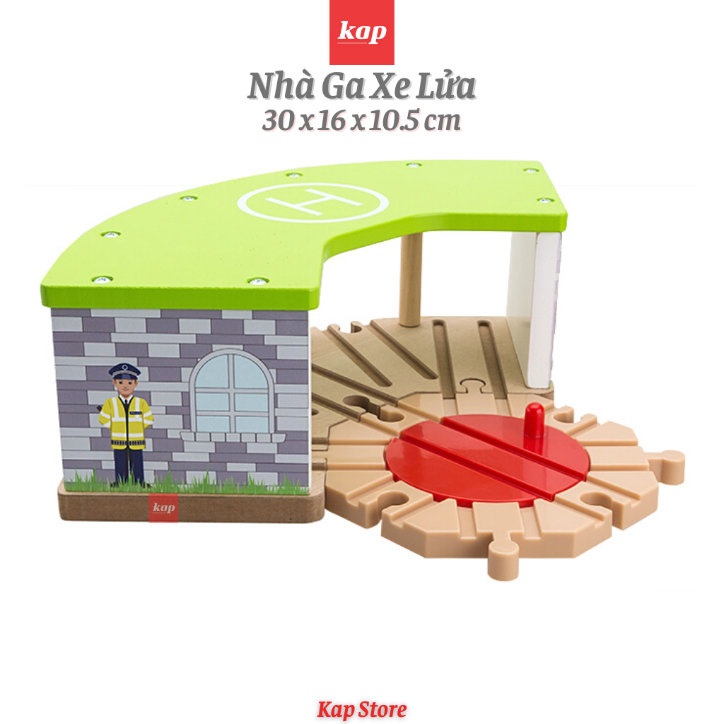 Nhà ga xe lửa, phụ kiện kết nối mô hình đường ray xe lửa gỗ