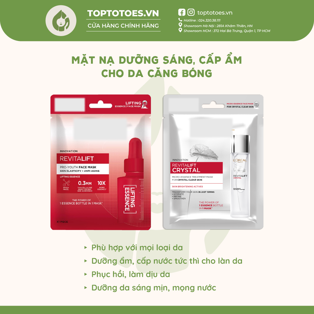 Mặt nạ dưỡng sáng, cấp ẩm cho da căng bóng L’Oreal [NHẬP KHẨU CHÍNH HÃNG 100%]