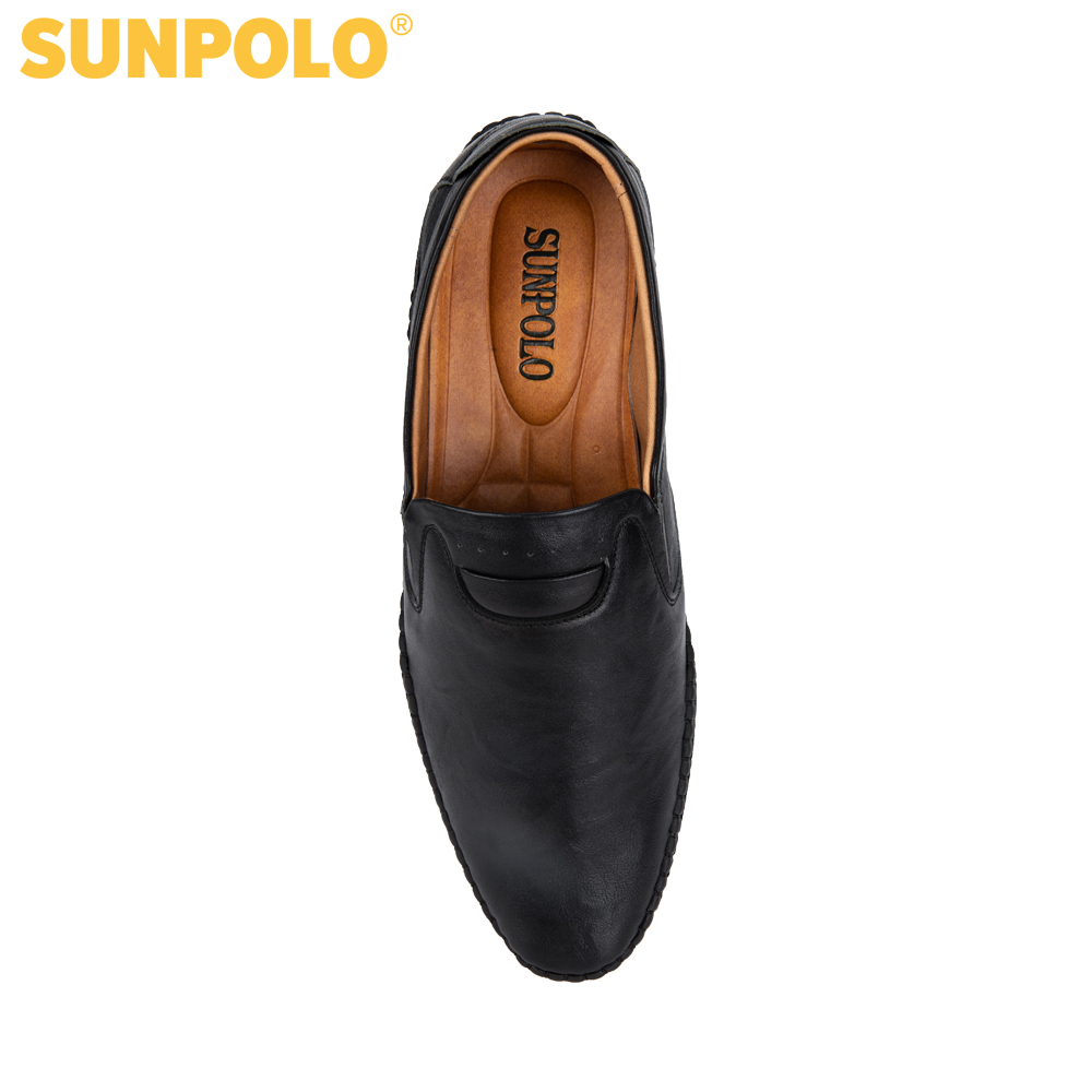 Giày lười nam da bò SUNPOLO SUS513 (Đen)