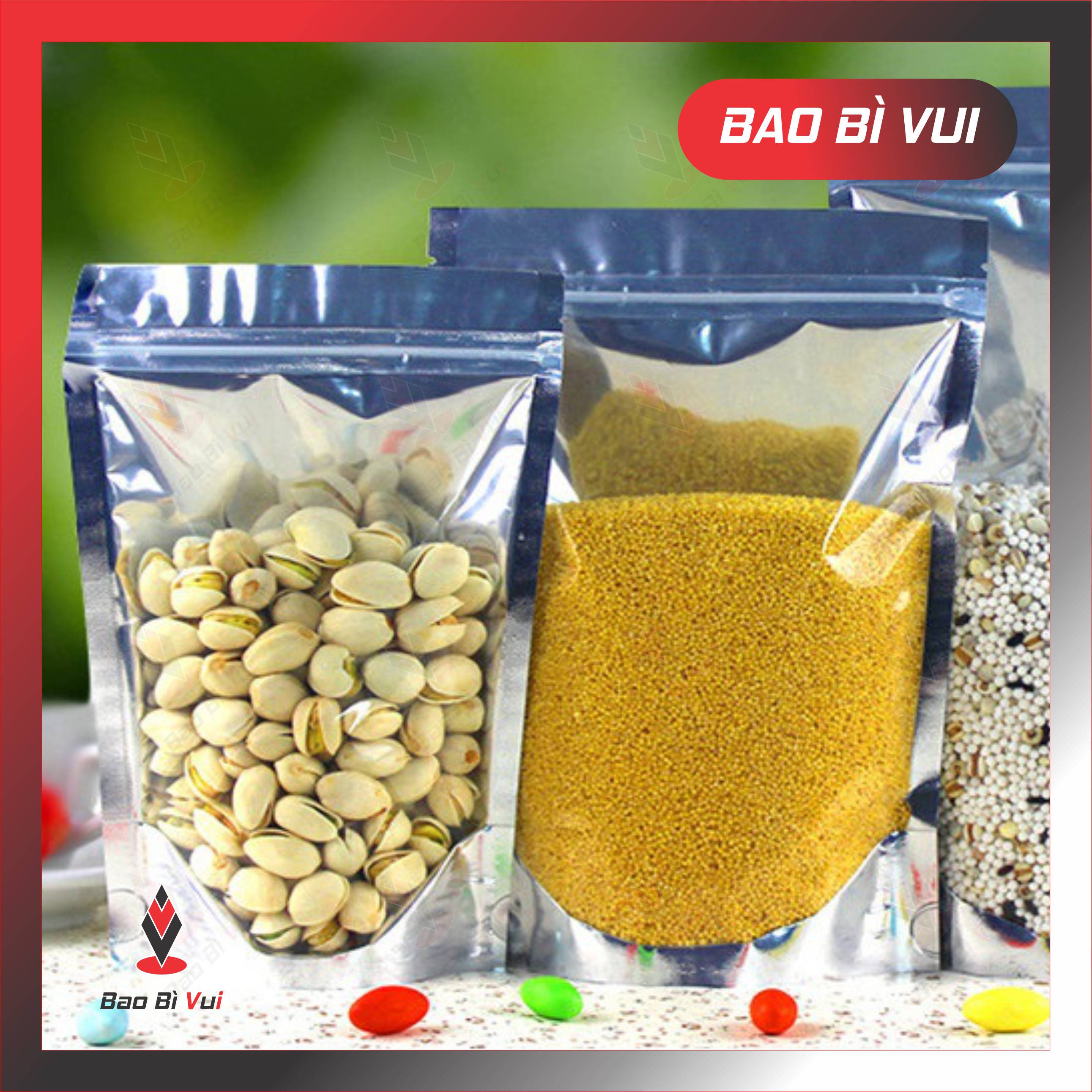 500G Túi Zip Bạc Đáy Đứng